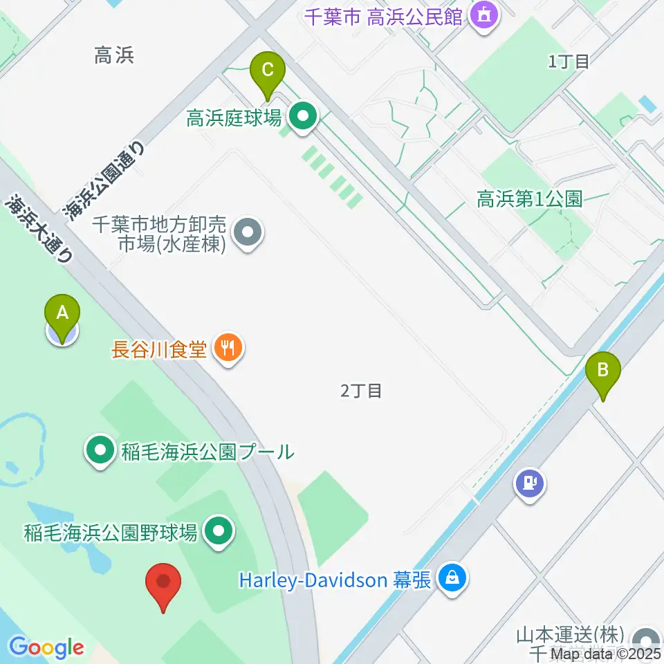 稲毛海浜公園屋内運動場周辺の駐車場・コインパーキング一覧地図