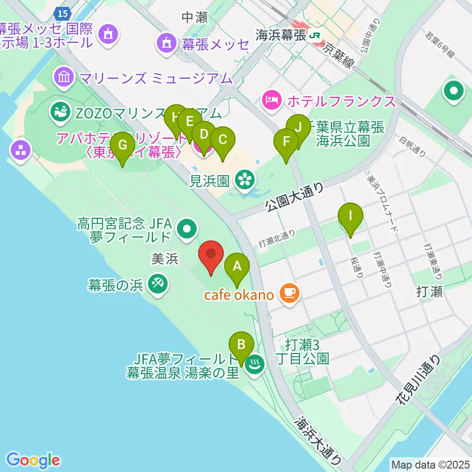JFA夢フィールドBピッチ周辺の駐車場・コインパーキング一覧地図