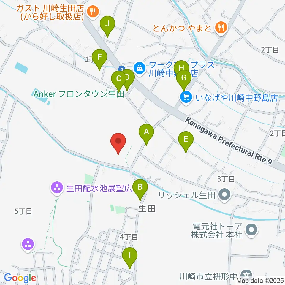 生田多目的広場周辺の駐車場・コインパーキング一覧地図
