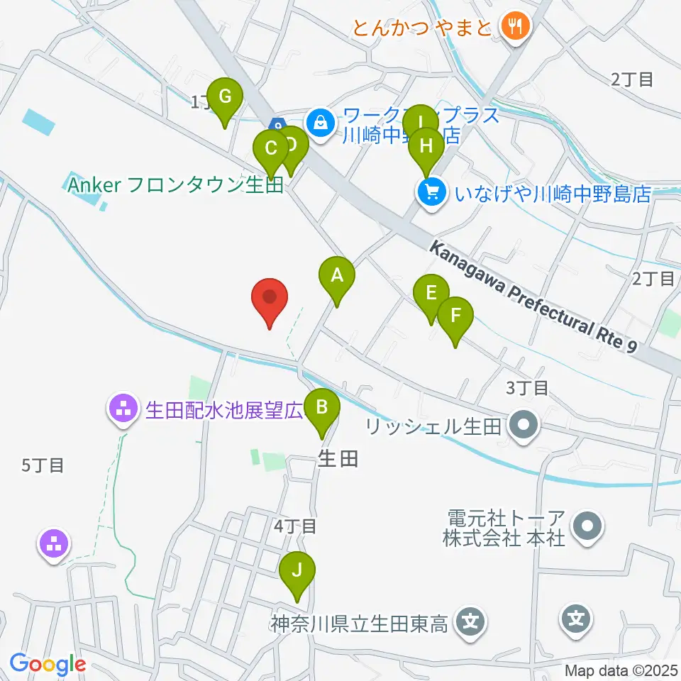 生田多目的広場周辺の駐車場・コインパーキング一覧地図