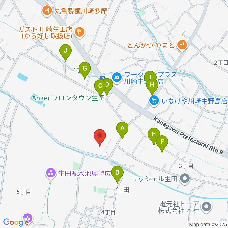 生田多目的広場周辺の駐車場・コインパーキング一覧地図