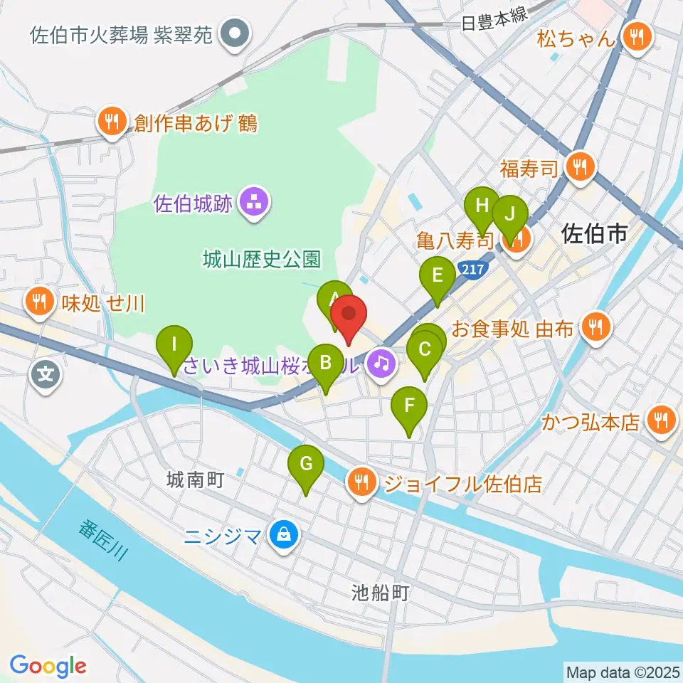 佐伯市歴史資料館周辺の駐車場・コインパーキング一覧地図