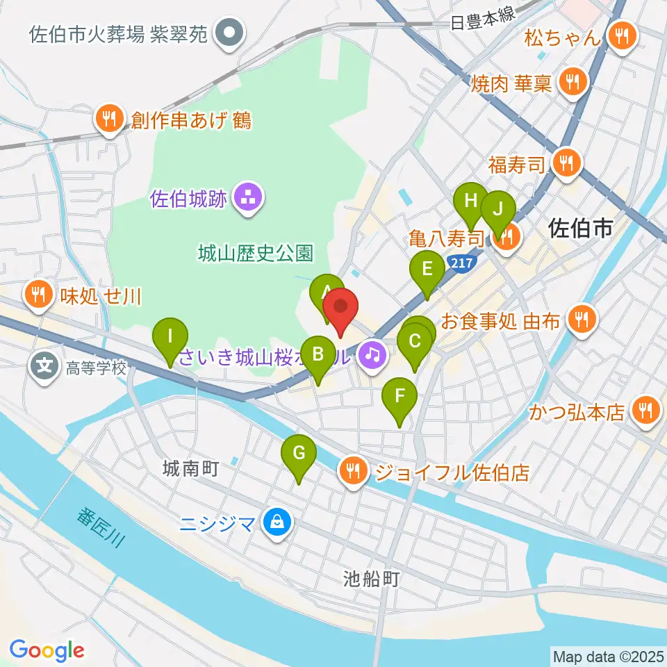 佐伯市歴史資料館周辺の駐車場・コインパーキング一覧地図