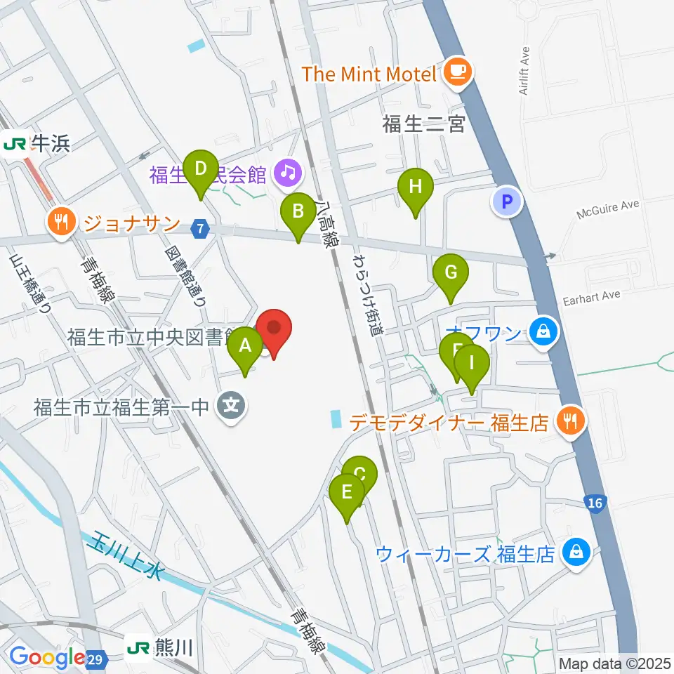 福生市郷土資料室周辺の駐車場・コインパーキング一覧地図