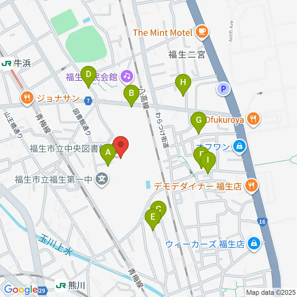 福生市郷土資料室周辺の駐車場・コインパーキング一覧地図