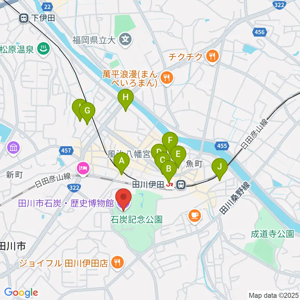 田川市石炭・歴史博物館周辺の駐車場・コインパーキング一覧地図