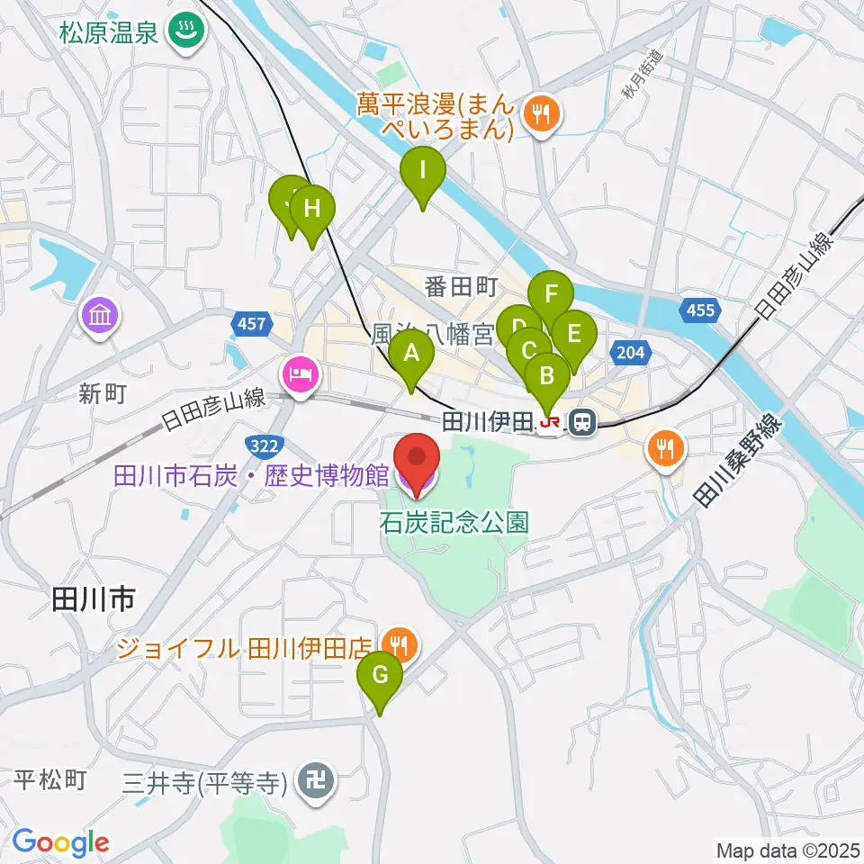 田川市石炭・歴史博物館周辺の駐車場・コインパーキング一覧地図
