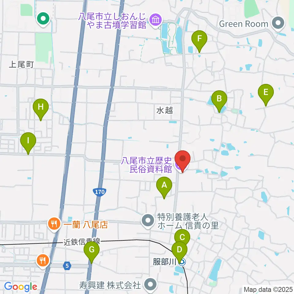 八尾市立歴史民俗資料館周辺の駐車場・コインパーキング一覧地図