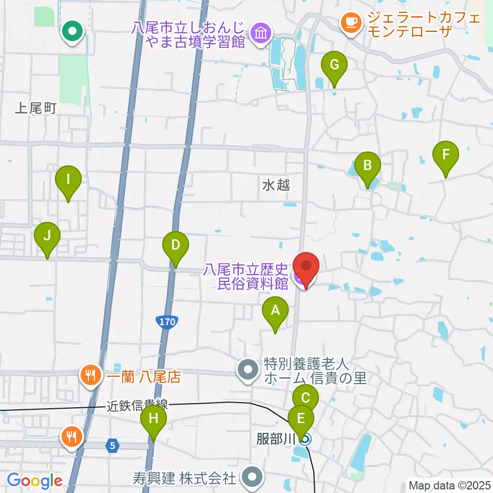 八尾市立歴史民俗資料館周辺の駐車場・コインパーキング一覧地図