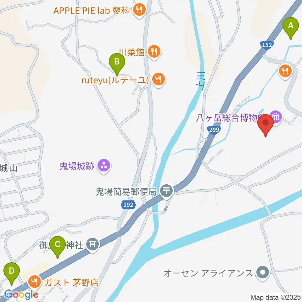 茅野市八ヶ岳総合博物館周辺の駐車場・コインパーキング一覧地図