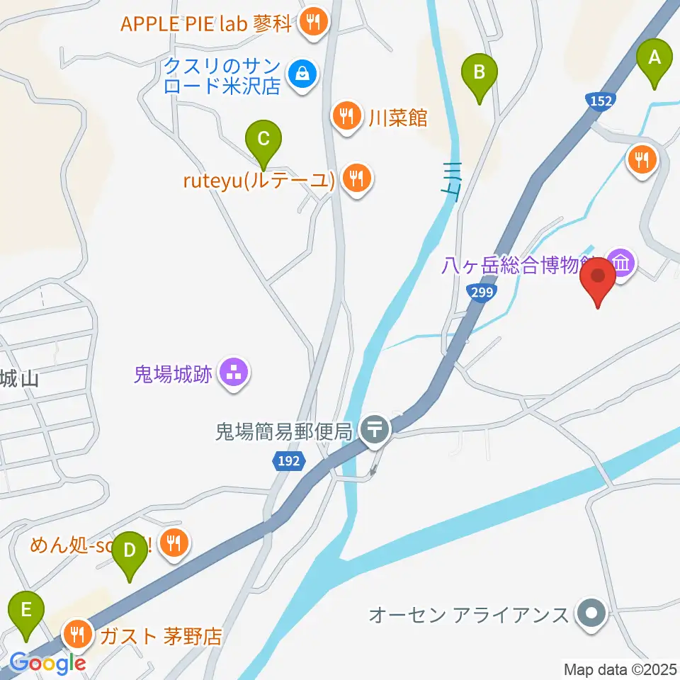 茅野市八ヶ岳総合博物館周辺の駐車場・コインパーキング一覧地図