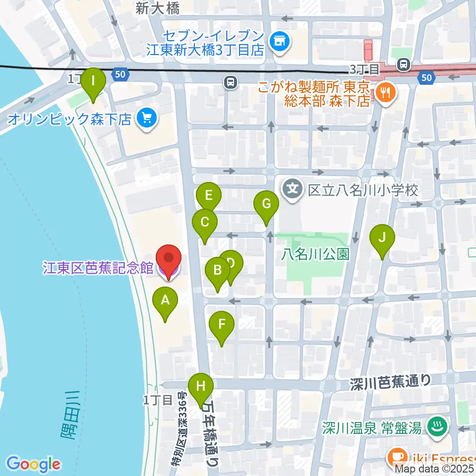 江東区芭蕉記念館周辺の駐車場・コインパーキング一覧地図