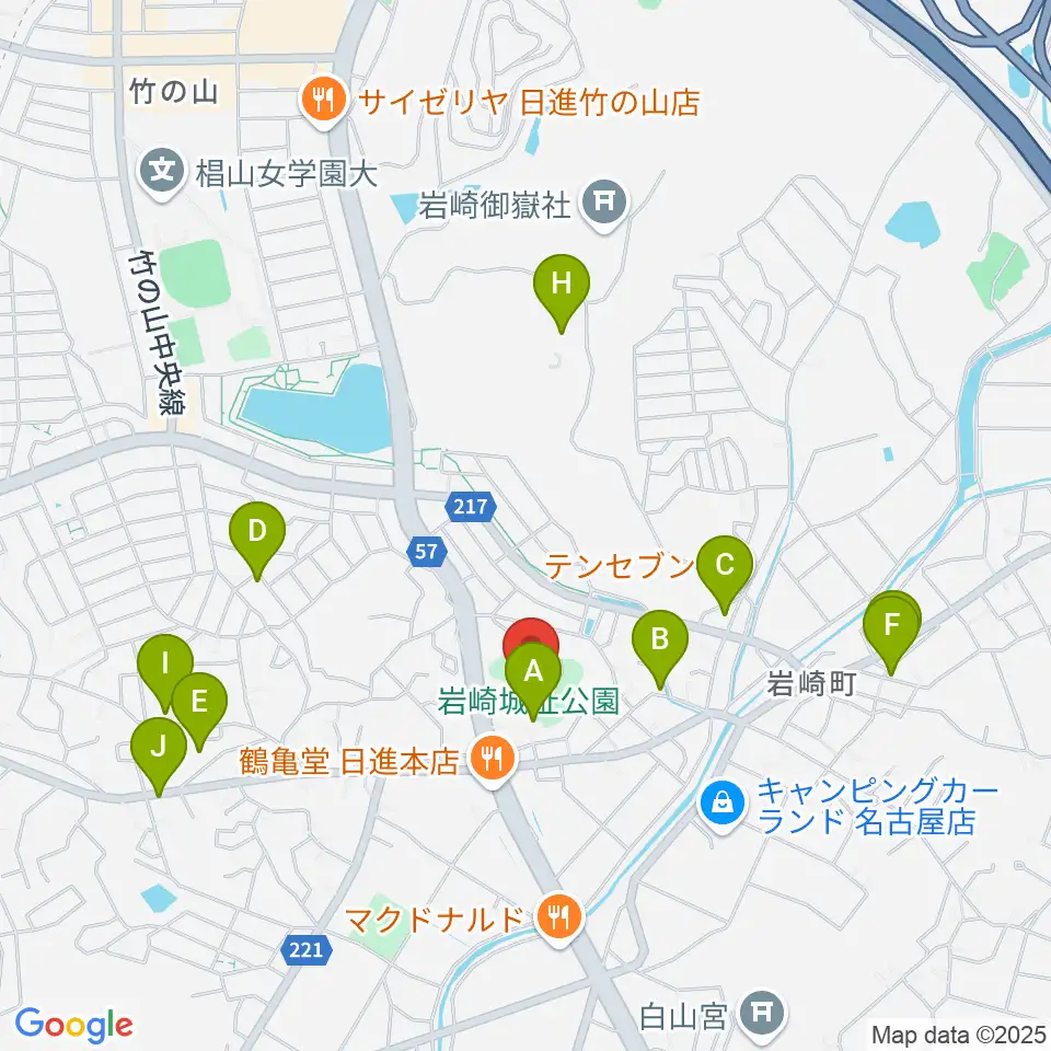 岩崎城歴史記念館周辺の駐車場・コインパーキング一覧地図