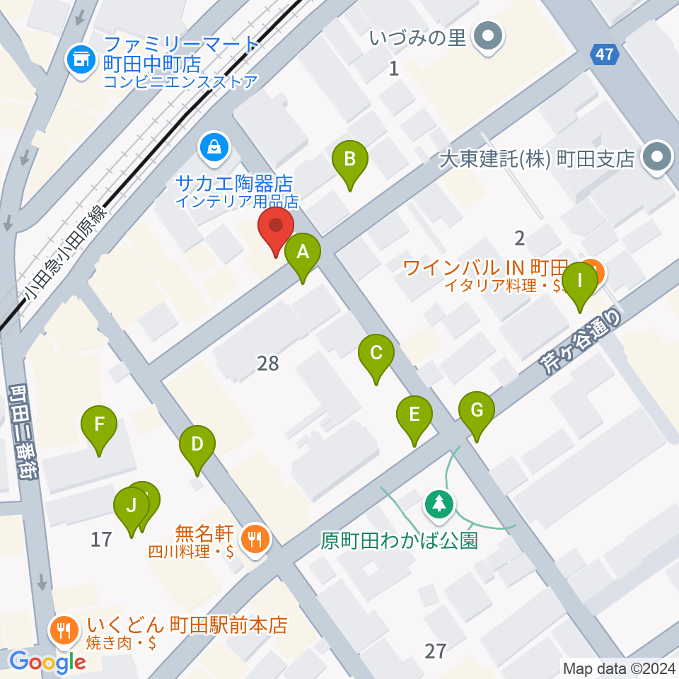 スタジオアクト町田周辺の駐車場・コインパーキング一覧地図