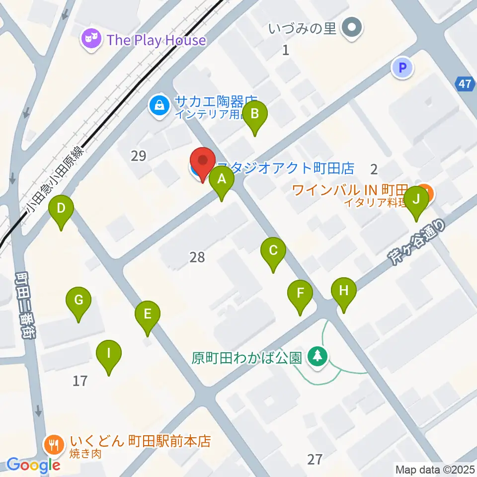 スタジオアクト町田周辺の駐車場・コインパーキング一覧地図