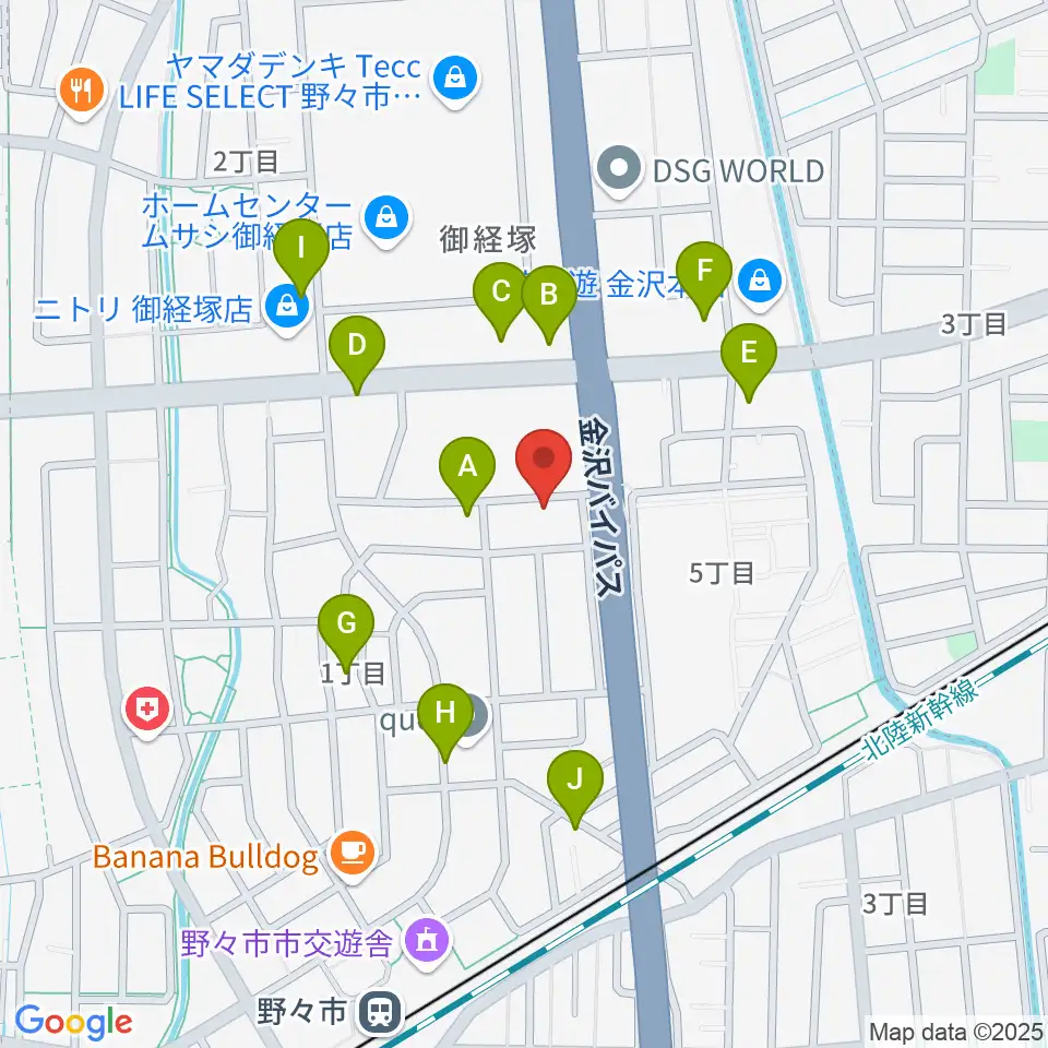 野々市市ふるさと歴史館周辺の駐車場・コインパーキング一覧地図