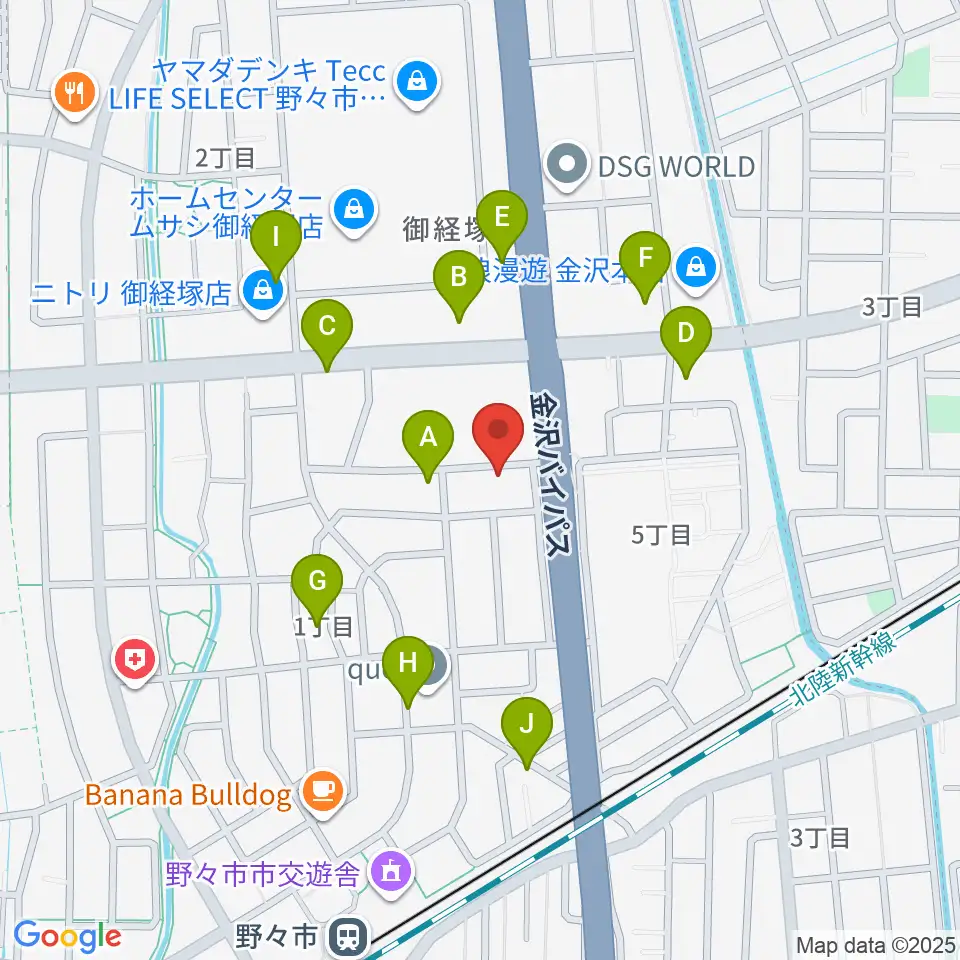 野々市市ふるさと歴史館周辺の駐車場・コインパーキング一覧地図