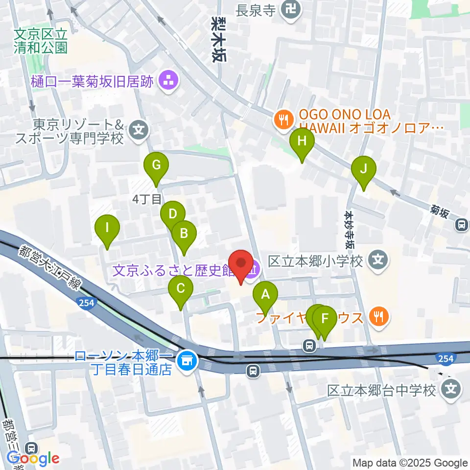 文京ふるさと歴史館周辺の駐車場・コインパーキング一覧地図