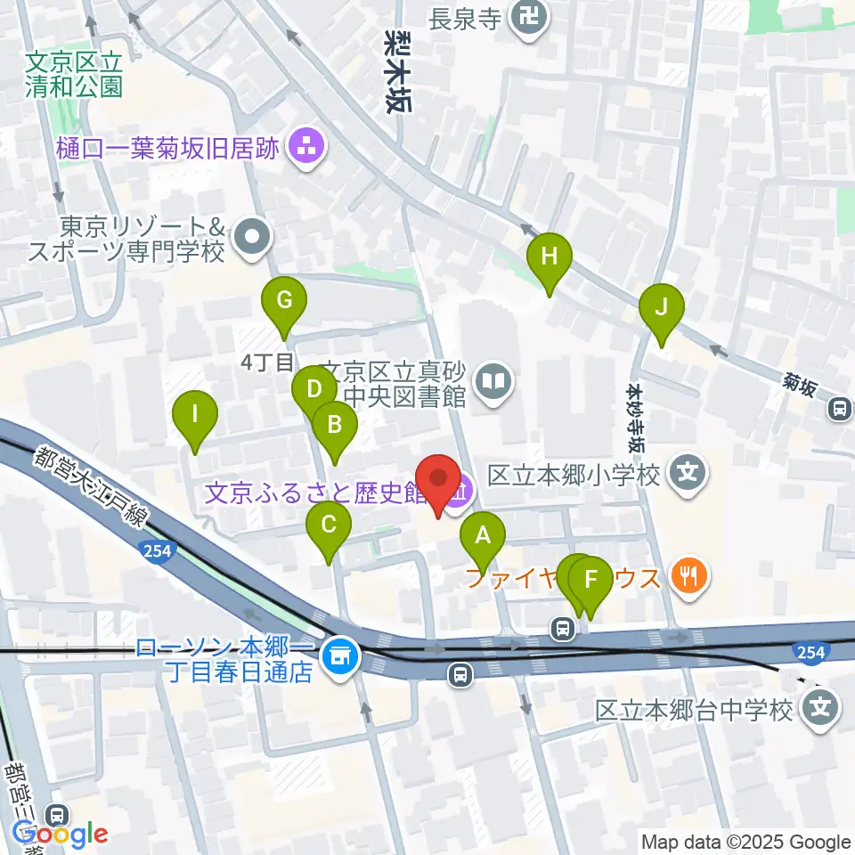 文京ふるさと歴史館周辺の駐車場・コインパーキング一覧地図