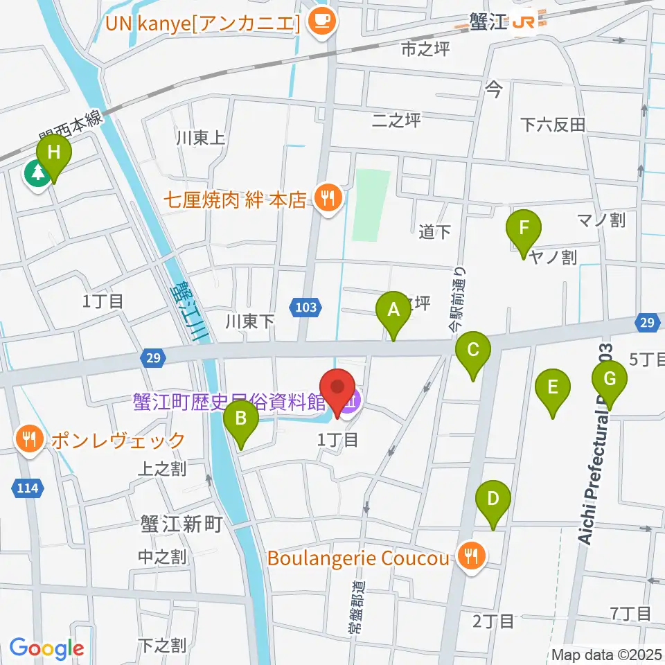 蟹江町歴史民俗資料館周辺の駐車場・コインパーキング一覧地図