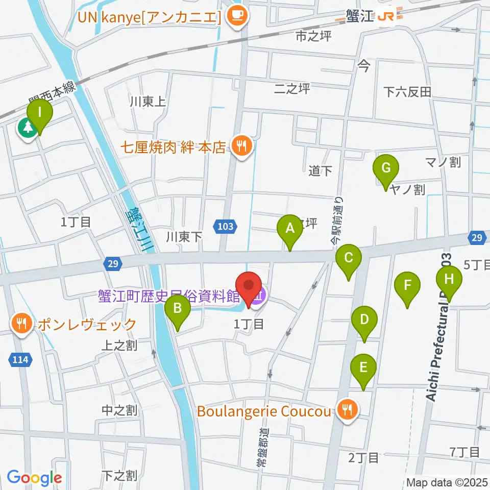 蟹江町歴史民俗資料館周辺の駐車場・コインパーキング一覧地図