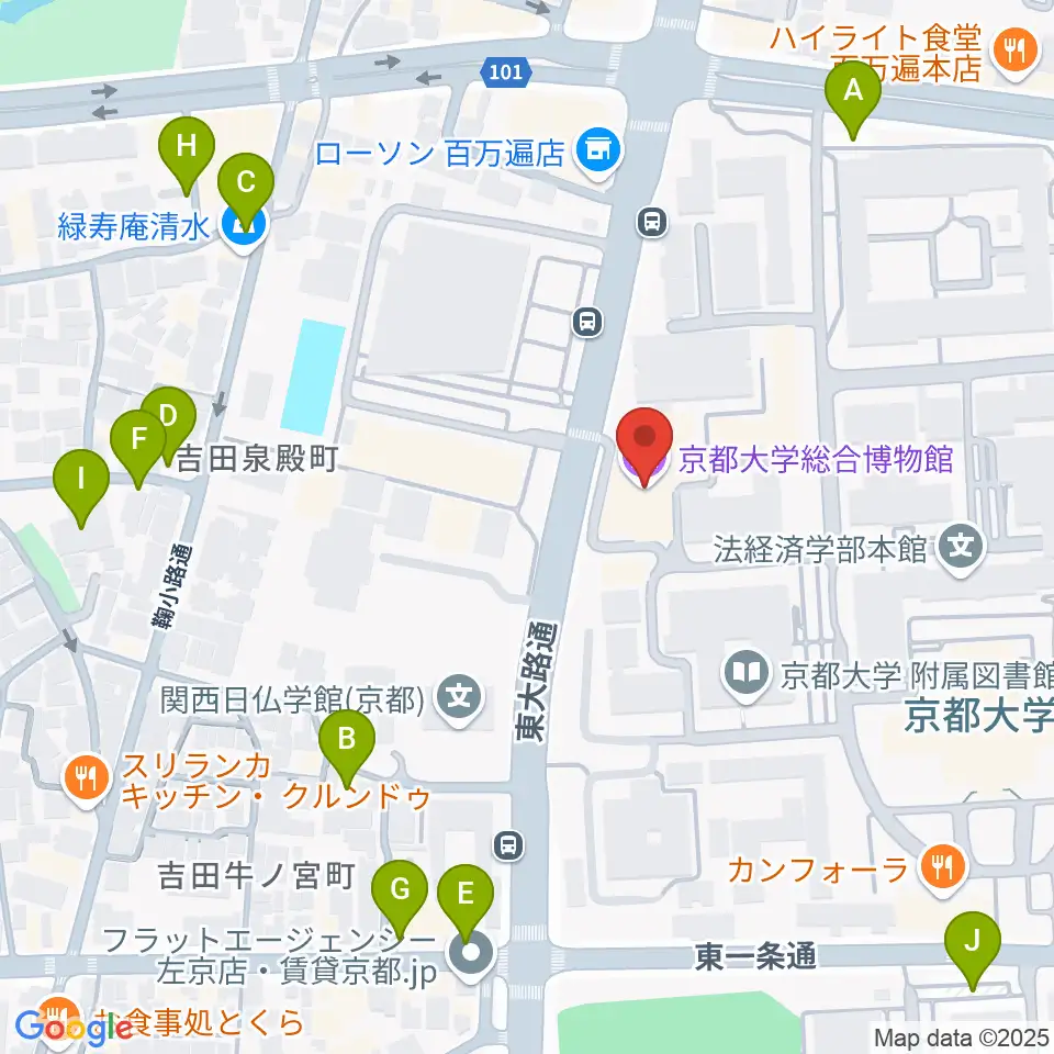 京都大学総合博物館周辺の駐車場・コインパーキング一覧地図