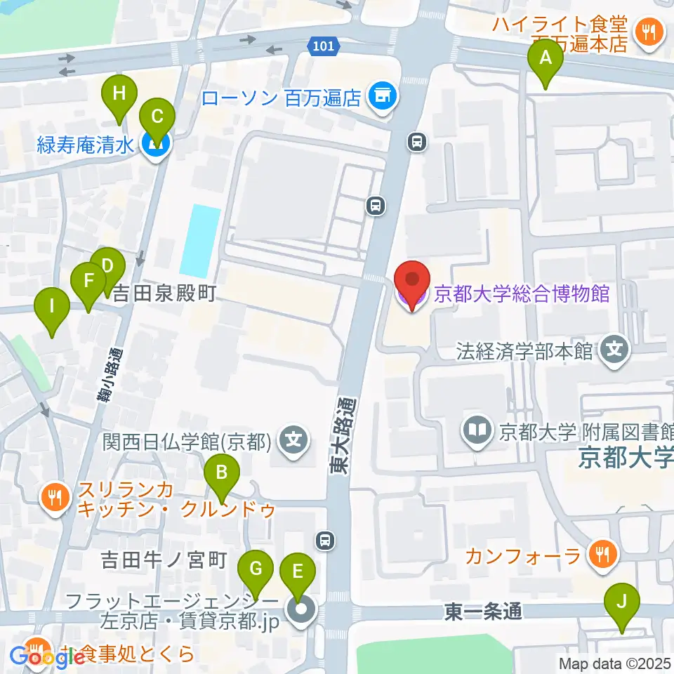 京都大学総合博物館周辺の駐車場・コインパーキング一覧地図