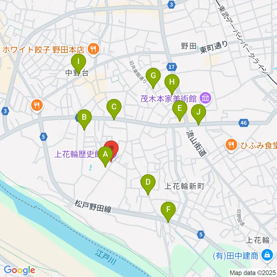 髙梨氏庭園 上花輪歴史館周辺の駐車場・コインパーキング一覧地図