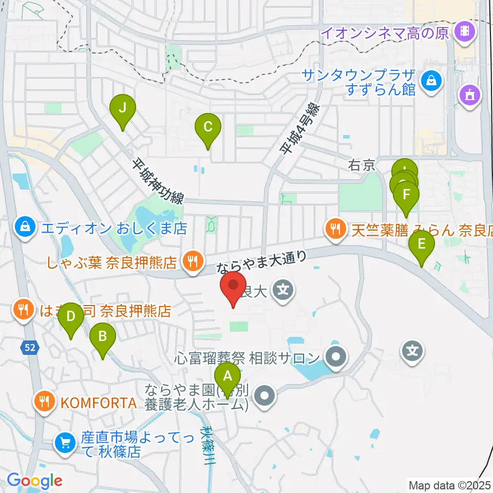 奈良大学博物館周辺の駐車場・コインパーキング一覧地図
