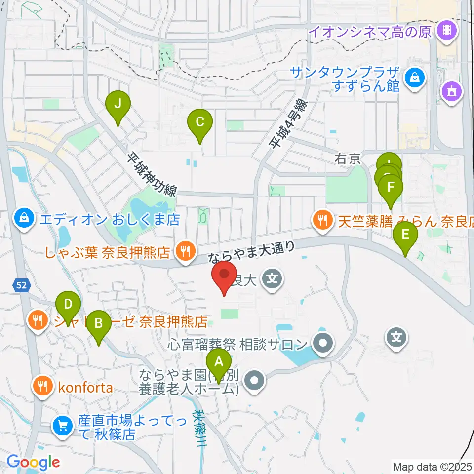 奈良大学博物館周辺の駐車場・コインパーキング一覧地図