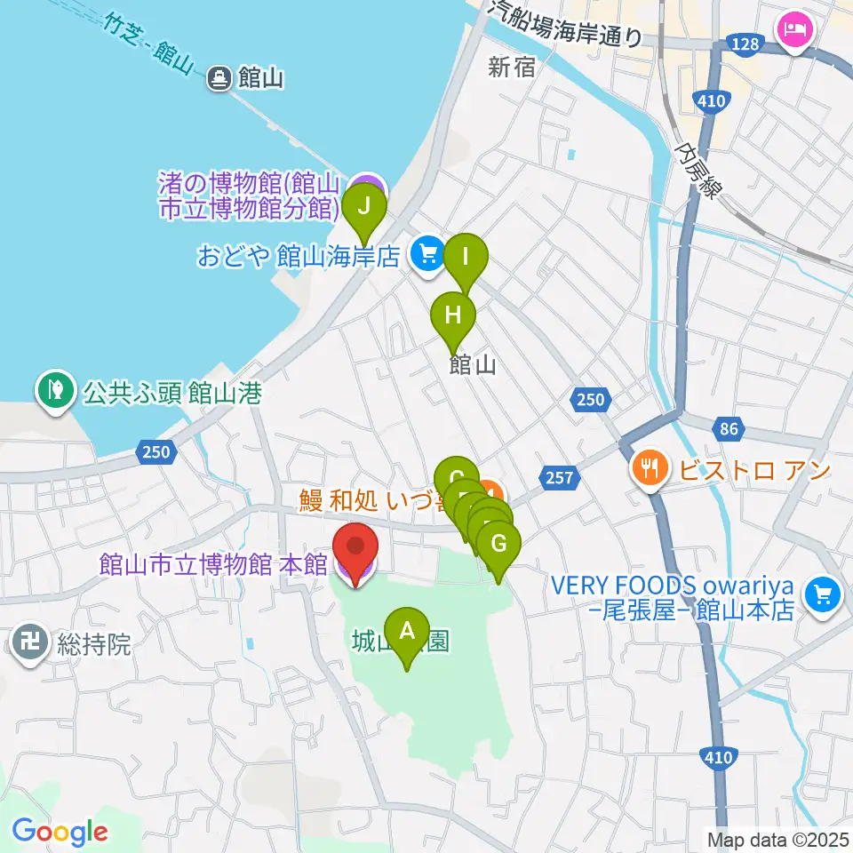 館山市立博物館本館周辺の駐車場・コインパーキング一覧地図