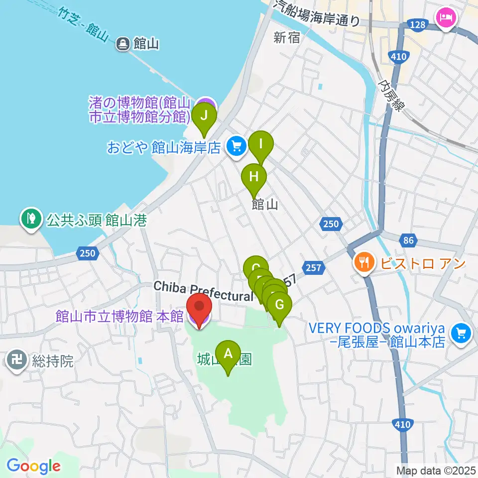 館山市立博物館本館周辺の駐車場・コインパーキング一覧地図