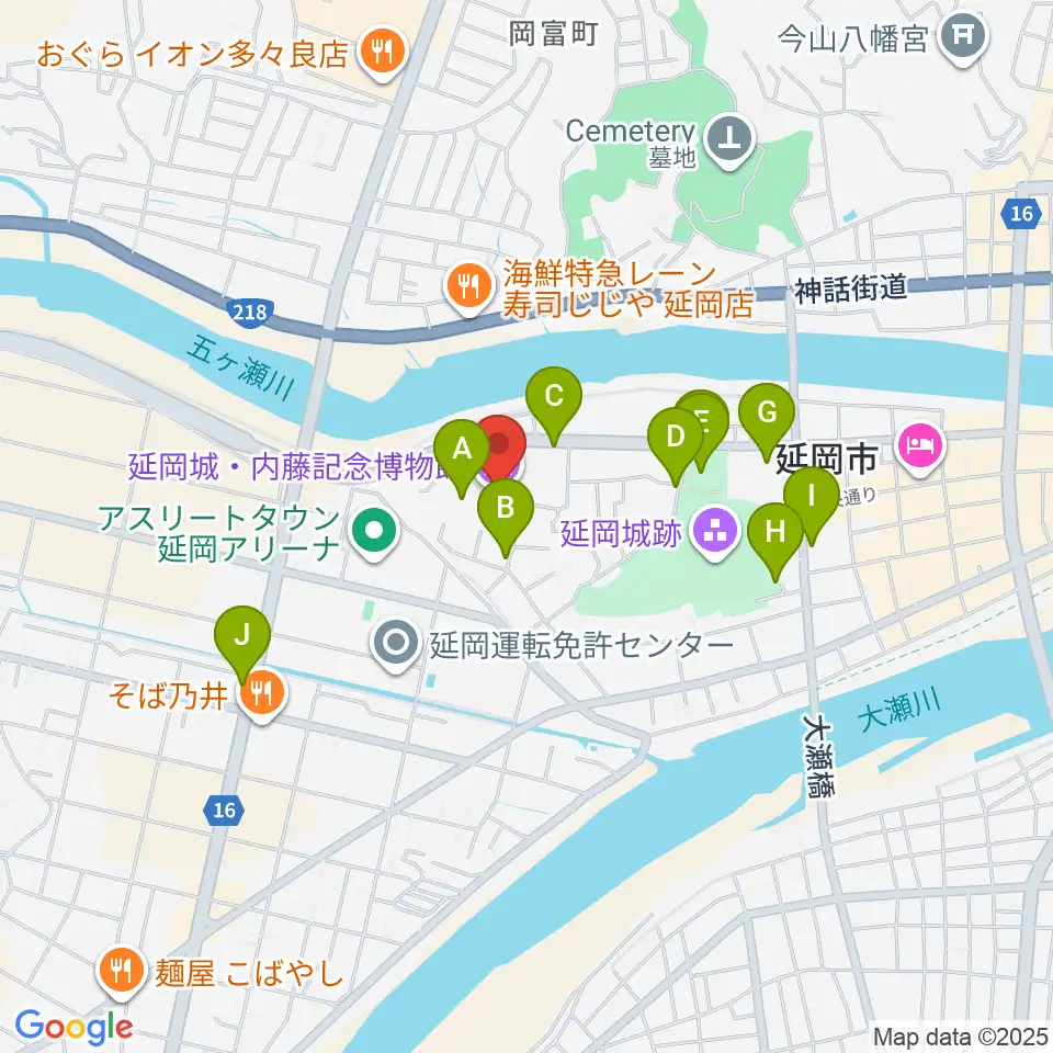 延岡城・内藤記念博物館周辺の駐車場・コインパーキング一覧地図