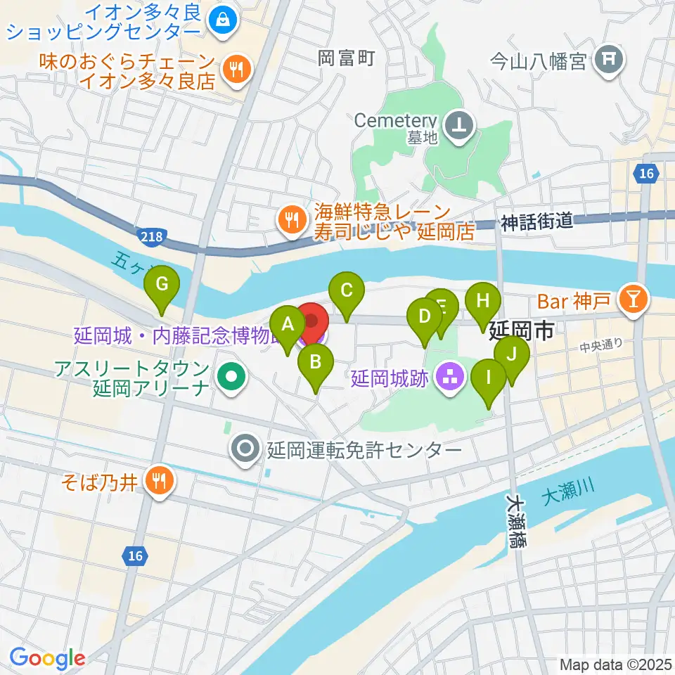 延岡城・内藤記念博物館周辺の駐車場・コインパーキング一覧地図