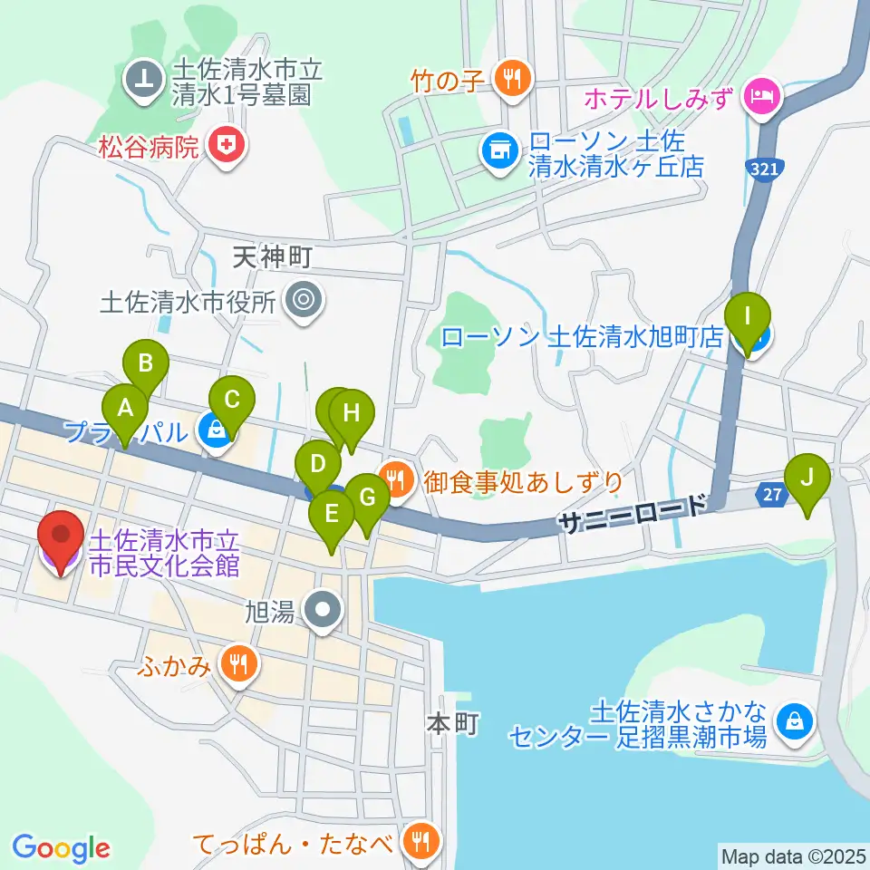 土佐清水市市民文化会館くろしおホール周辺の駐車場・コインパーキング一覧地図