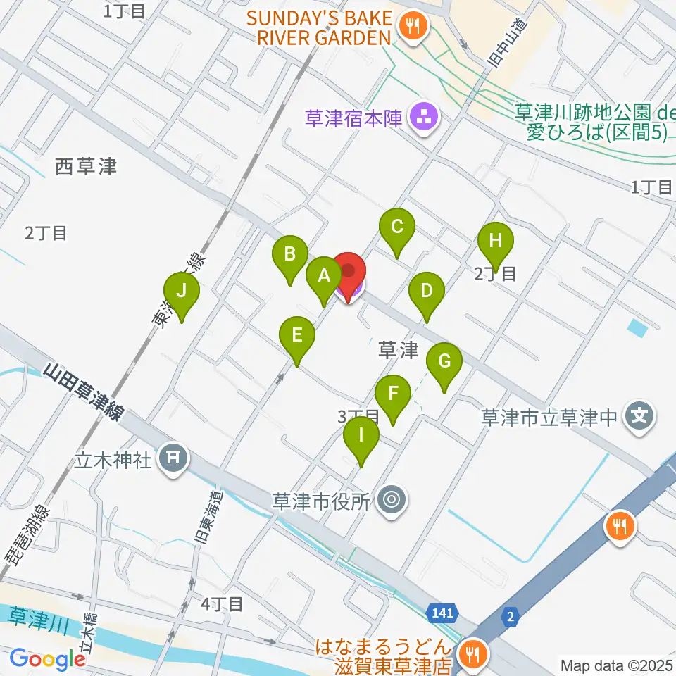 草津宿街道交流館周辺の駐車場・コインパーキング一覧地図