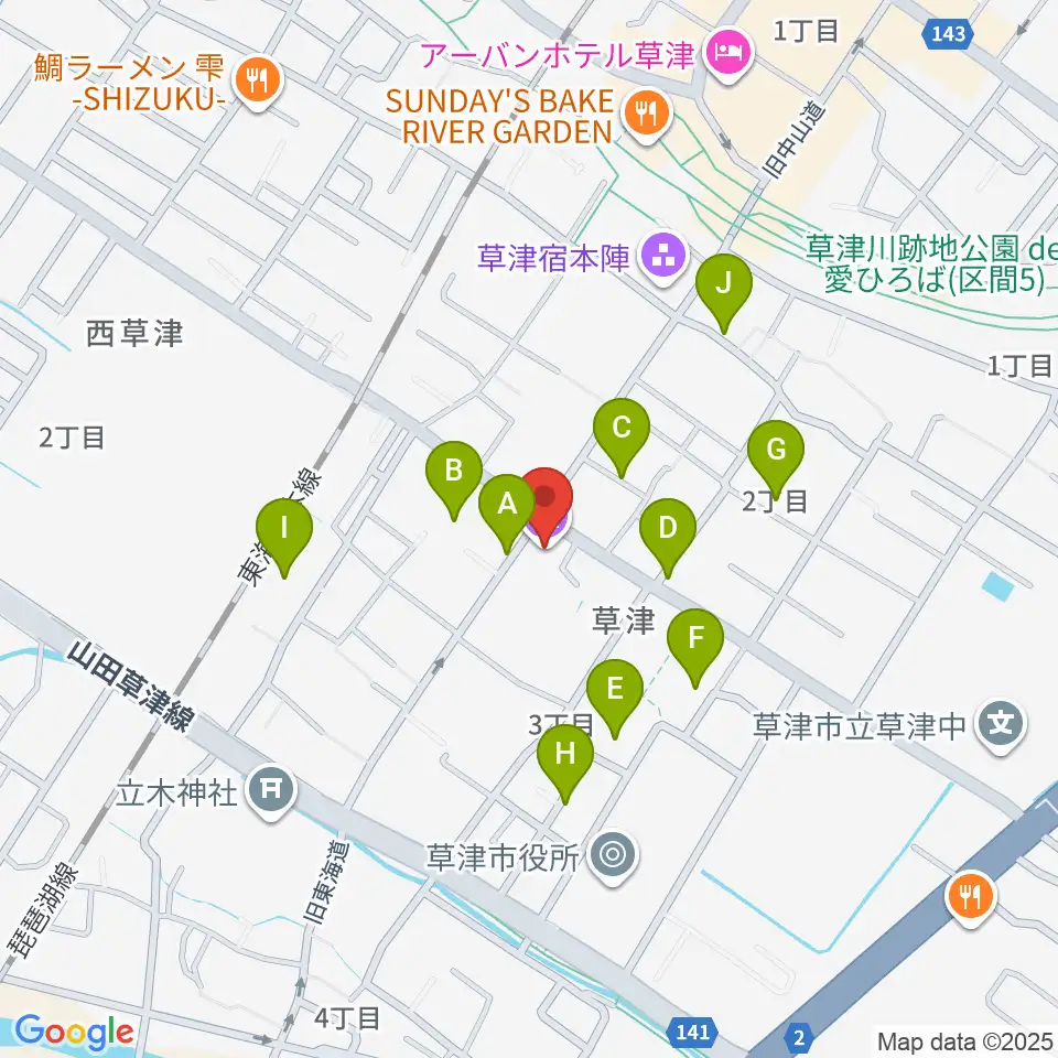 草津宿街道交流館周辺の駐車場・コインパーキング一覧地図