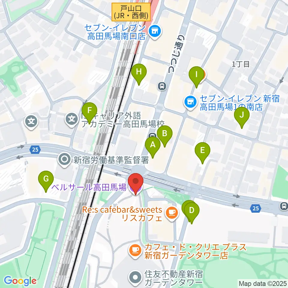 ベルサール高田馬場周辺の駐車場・コインパーキング一覧地図