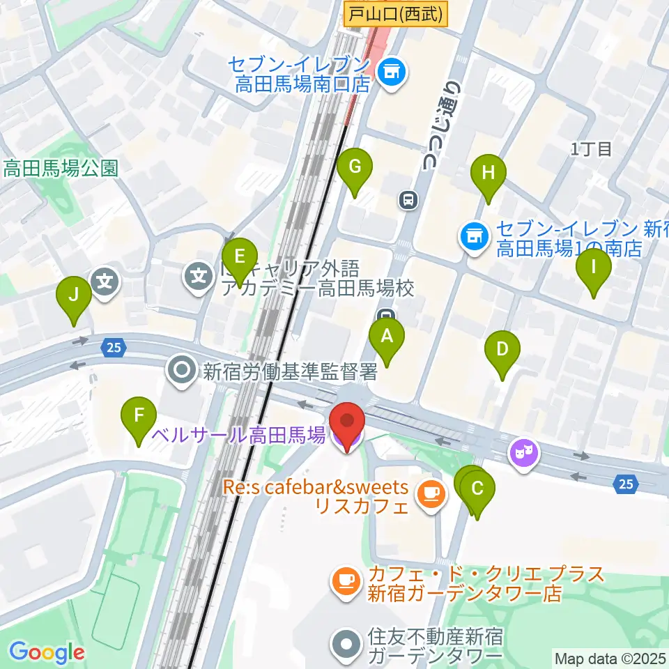 ベルサール高田馬場周辺の駐車場・コインパーキング一覧地図