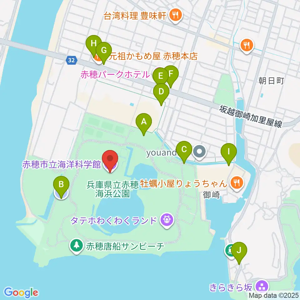 赤穂の天塩海洋科学館・塩の国周辺の駐車場・コインパーキング一覧地図