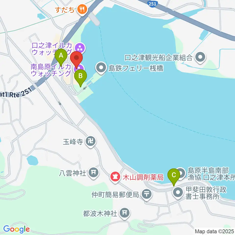 南島原市口之津歴史民俗資料館周辺の駐車場・コインパーキング一覧地図