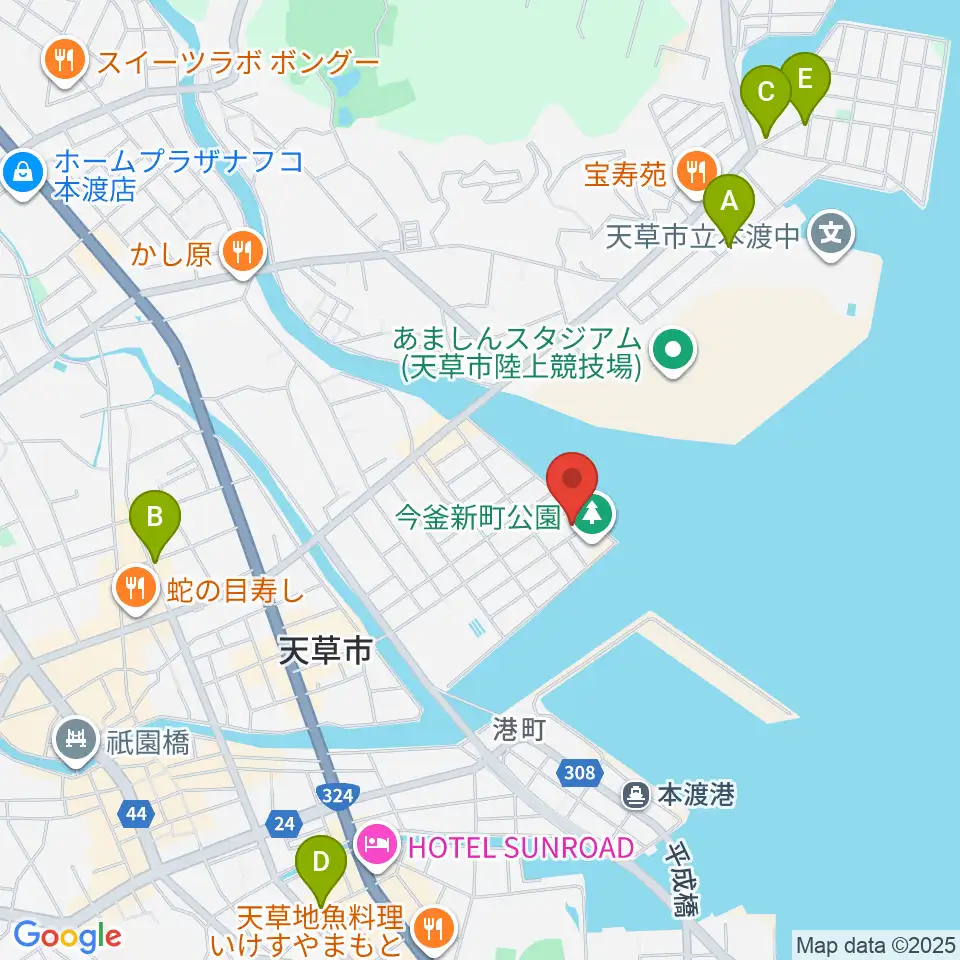 天草市立本渡歴史民俗資料館周辺の駐車場・コインパーキング一覧地図