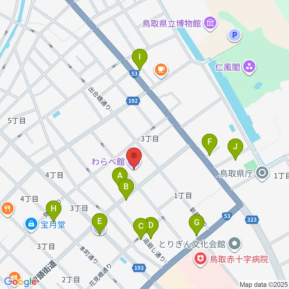 わらべ館周辺の駐車場・コインパーキング一覧地図