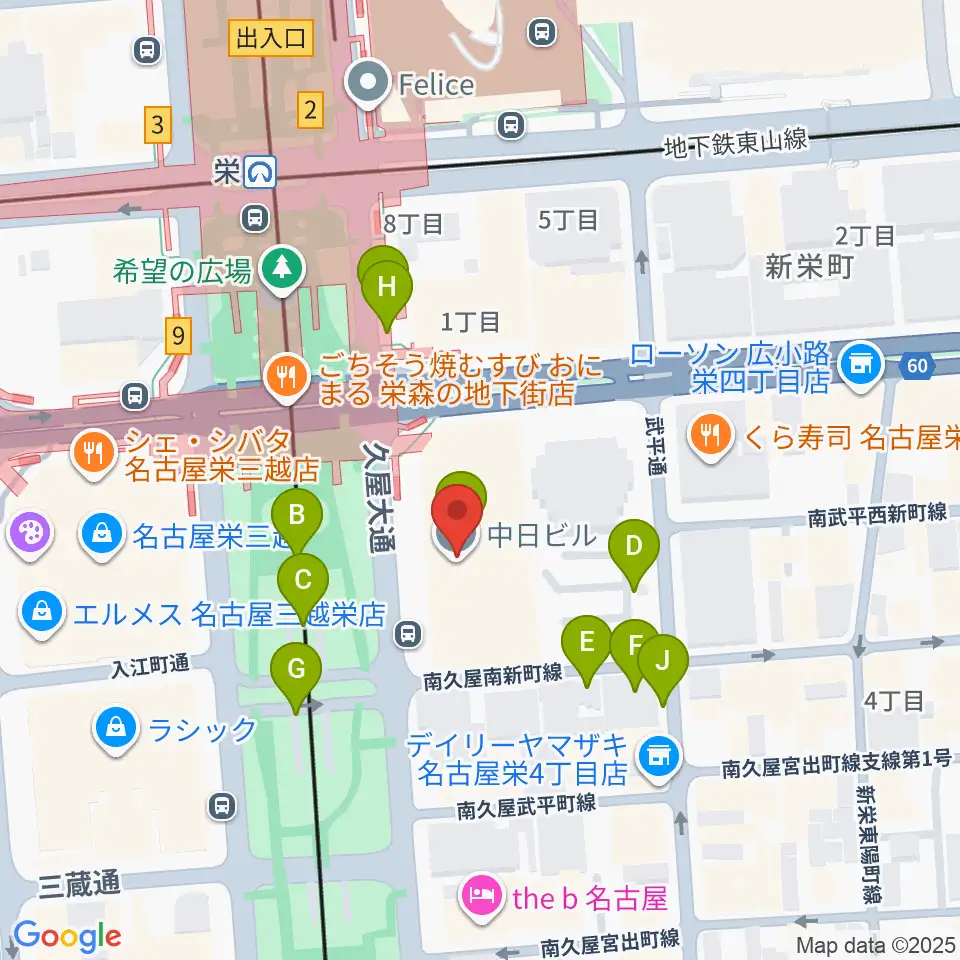 中日ホール周辺の駐車場・コインパーキング一覧地図
