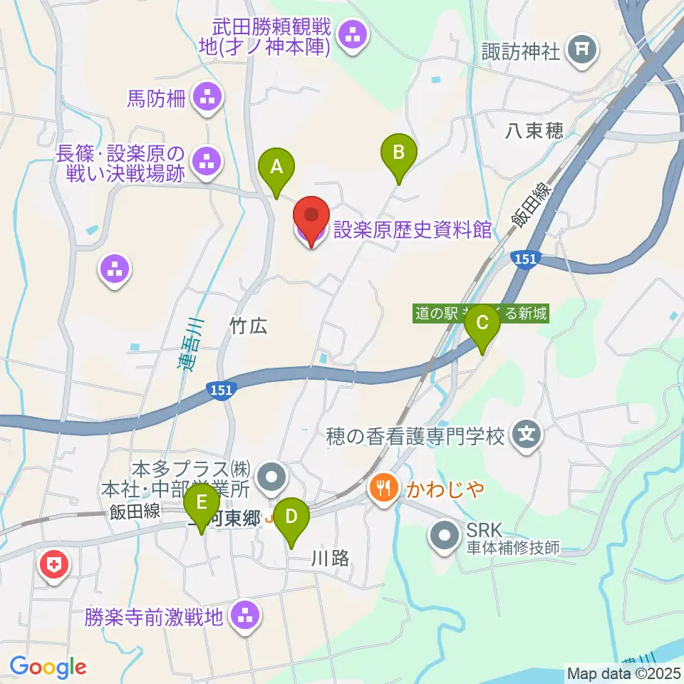 新城市設楽原歴史資料館周辺の駐車場・コインパーキング一覧地図