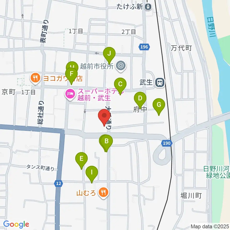 武生公会堂記念館周辺の駐車場・コインパーキング一覧地図