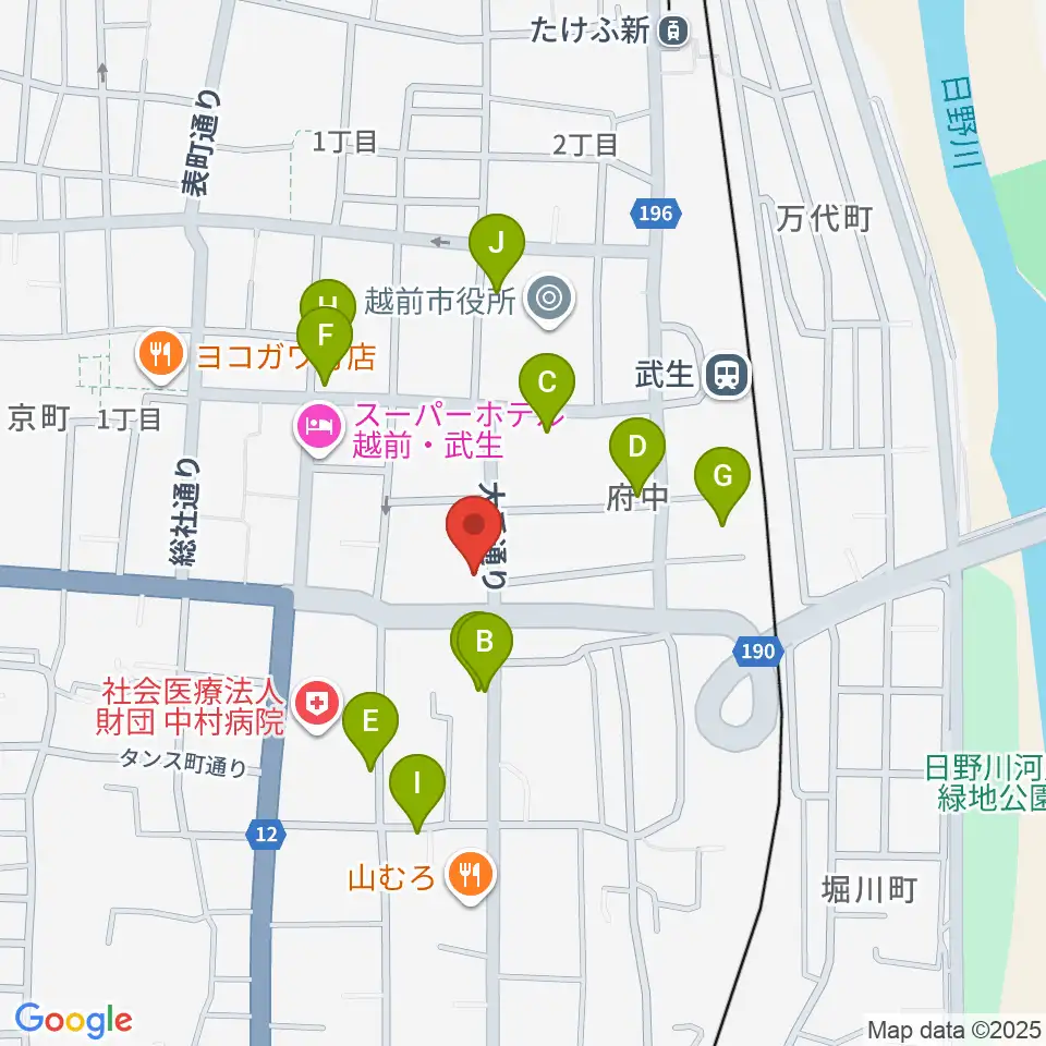 武生公会堂記念館周辺の駐車場・コインパーキング一覧地図