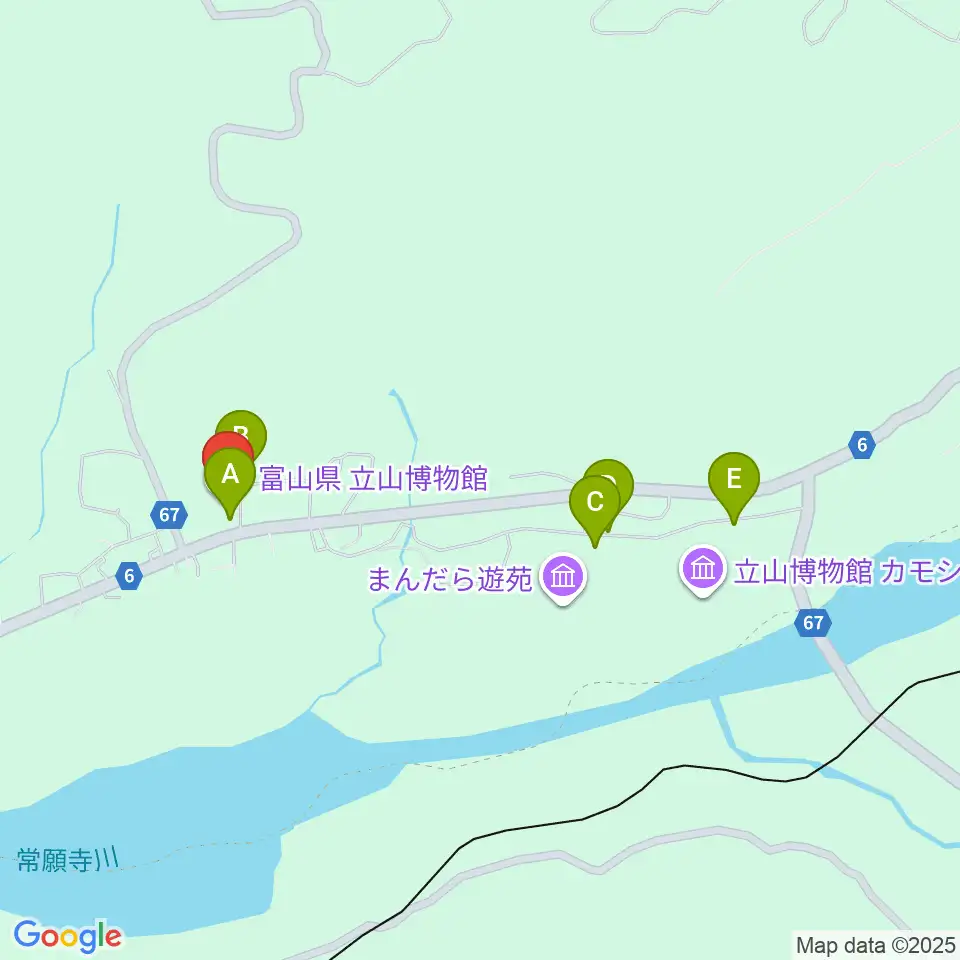 富山県 立山博物館周辺の駐車場・コインパーキング一覧地図