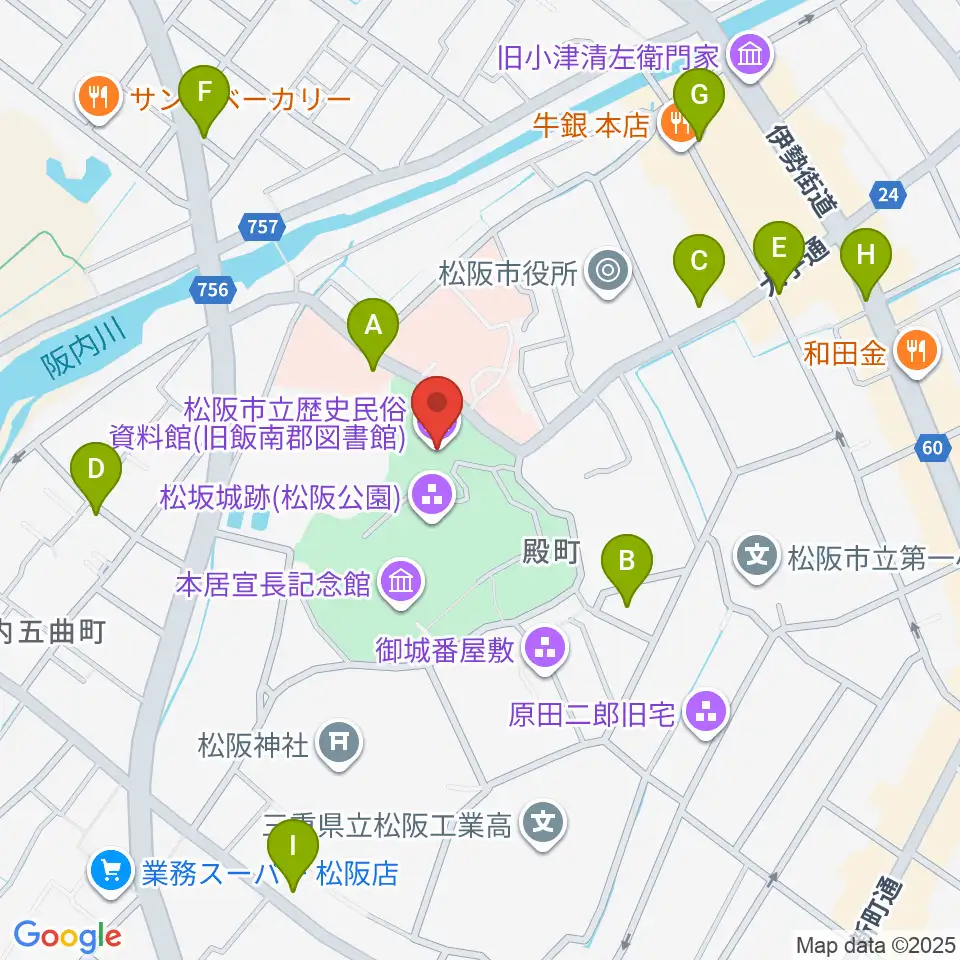 松阪市立歴史民俗資料館周辺の駐車場・コインパーキング一覧地図