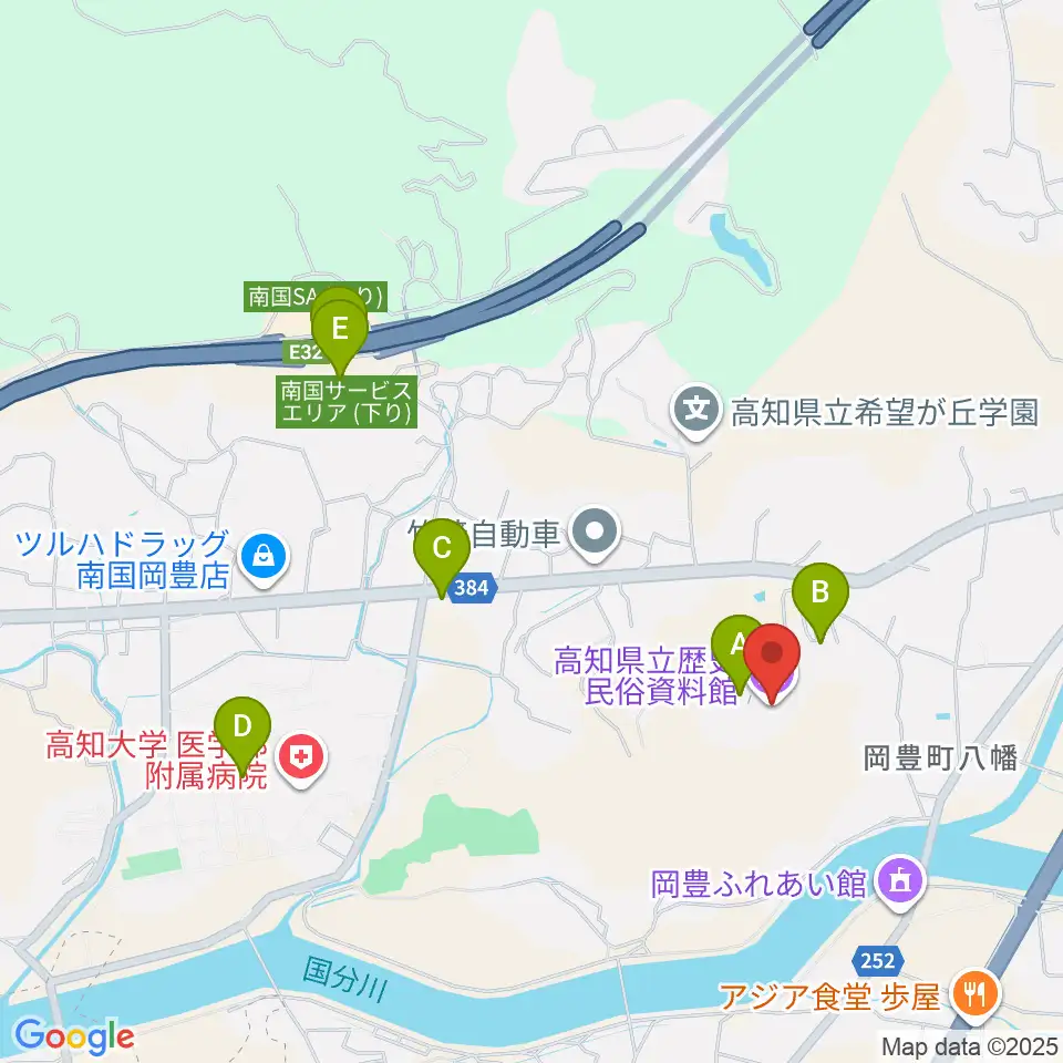 高知県立歴史民俗資料館周辺の駐車場・コインパーキング一覧地図